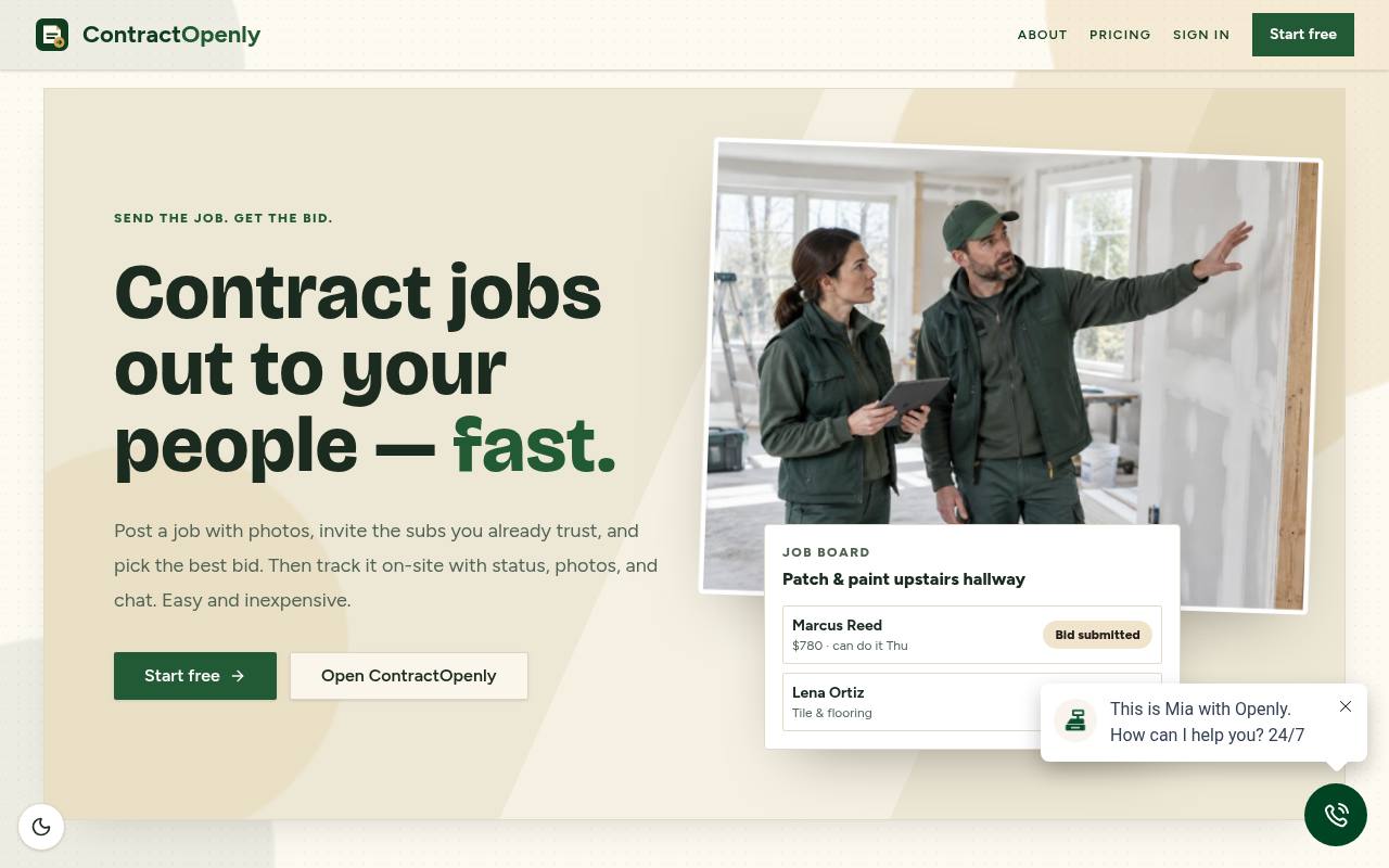 Front page of Contract Openly