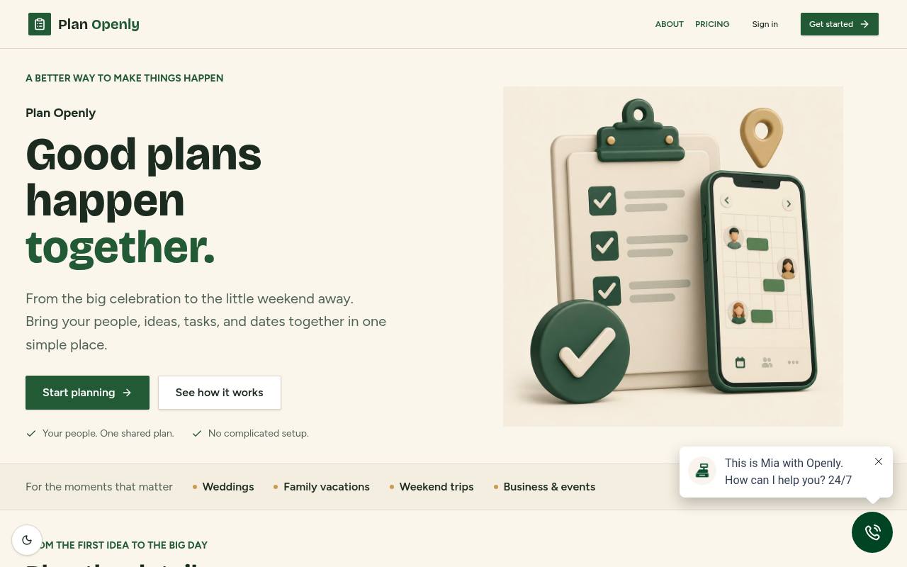 Front page of Plan Openly