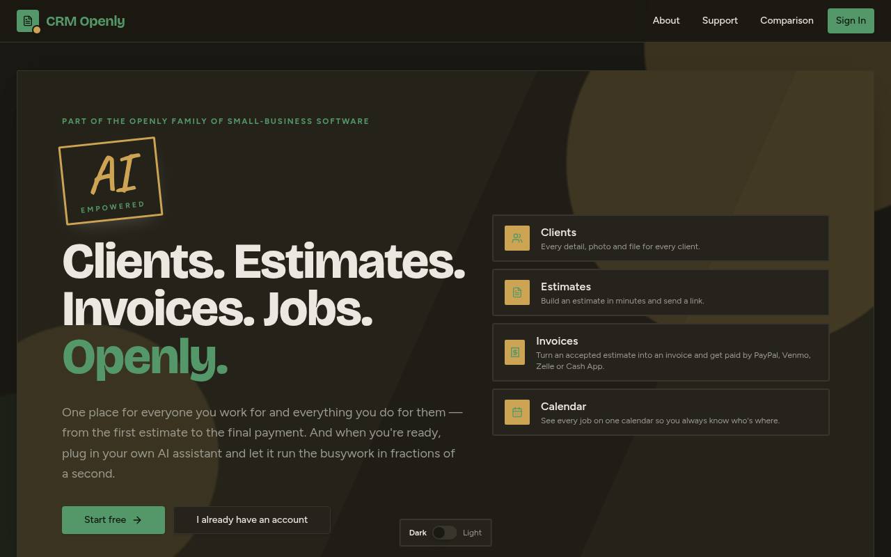 Front page of CRM Openly