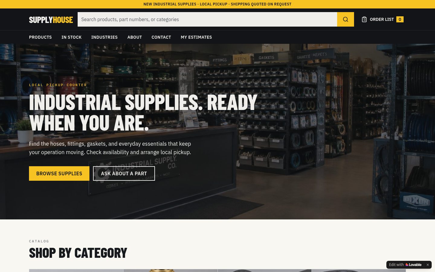 Front page of Supply House