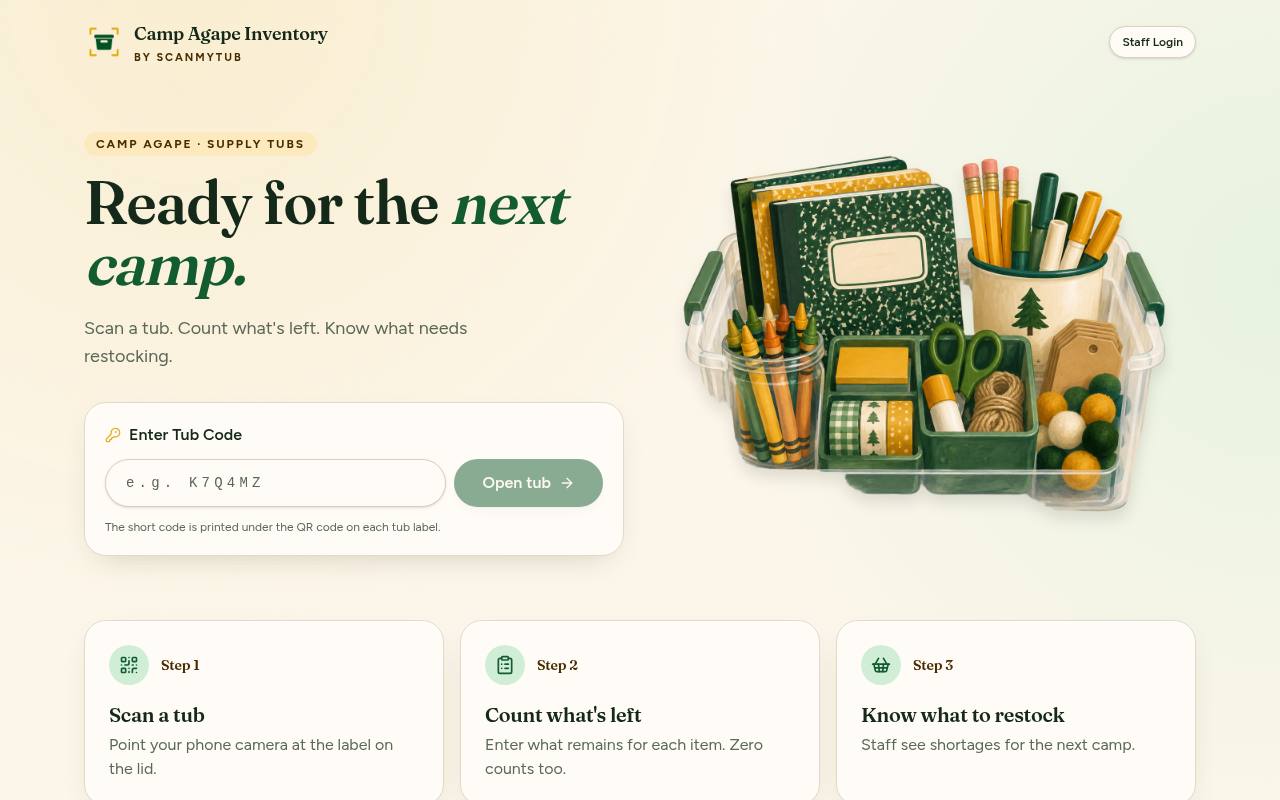 Front page of ScanMyTub