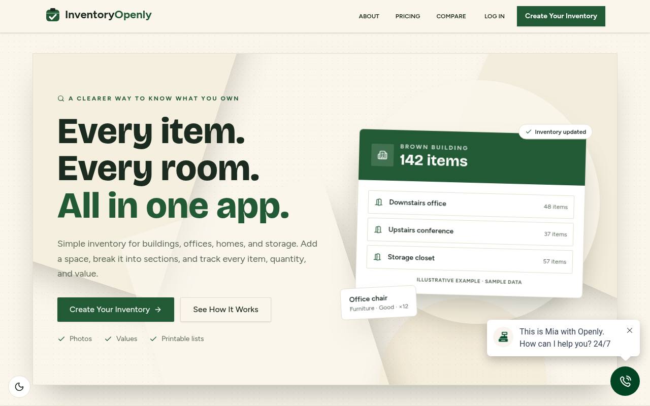 Front page of Inventory Openly