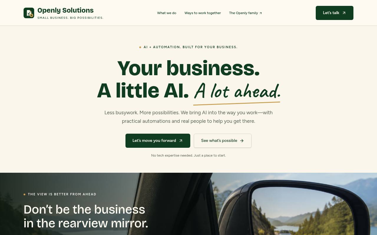 Front page of Openly Solutions
