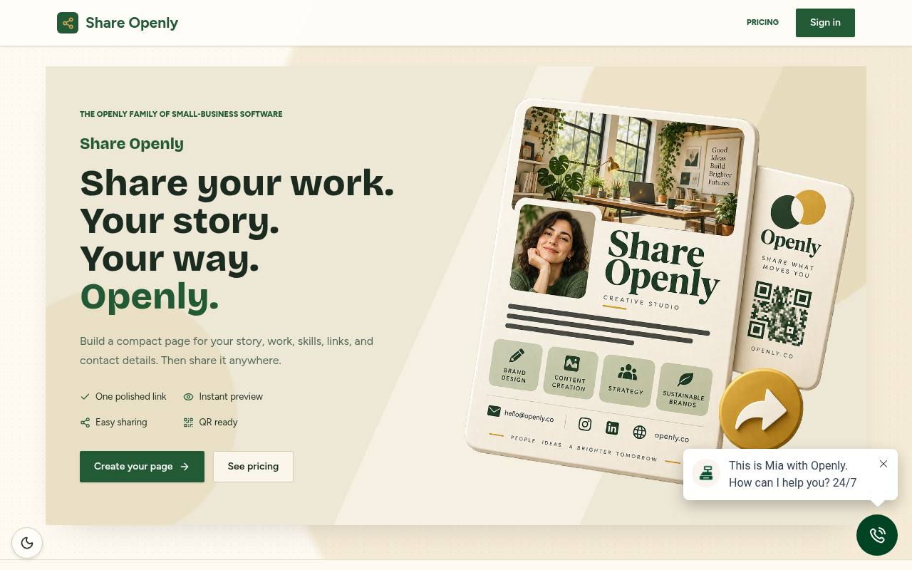 Front page of Share Openly